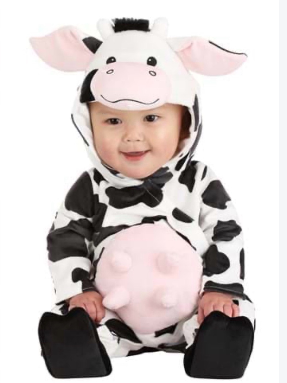 Halloween.com Infant Cow Costume Soft Plush One Piece Jumpsuit